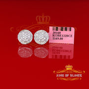 King of Blings 925 White Silver 1.68ct Cubic Zirconia Charm Round Women's Earrings KING OF BLINGS