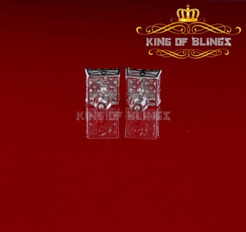 King of Blings- White 925 Sterling Silver 2.06ct Cubic Zirconia Ladies Hip Hop Square Earrings KING OF BLINGS