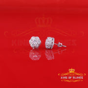 King of Blings- 1.50ct Cubic Zirconia 925 White Silver Sterling Hip Hop Floral Women's Earrings KING OF BLINGS