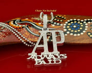 White 925 Sterling Silver "AP" Letter Necklace Pendant 2.61ct Cubic Zirconia Stone KING OF BLINGS