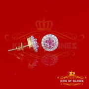 King of Bling's 925 Yellow Sterling Silver 0.90ct Cubic Zirconia Women's Hip Hop Round Earrings KING OF BLINGS