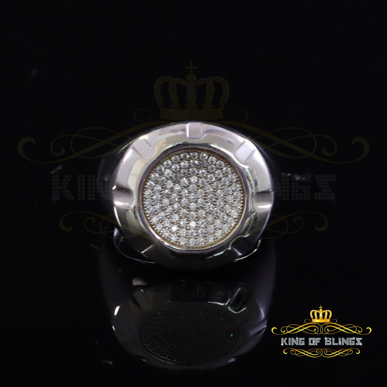925 Sterling White Silver 1.10ct Cubic Zirconia Round Fashion Men's Ring Size 9 KING OF BLINGS