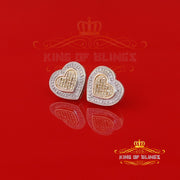 King of Blings-Aretes Para Hombre Heart 925 Yellow Silver 0.30ct Diamond Women's /Men's Earring KING OF BLINGS