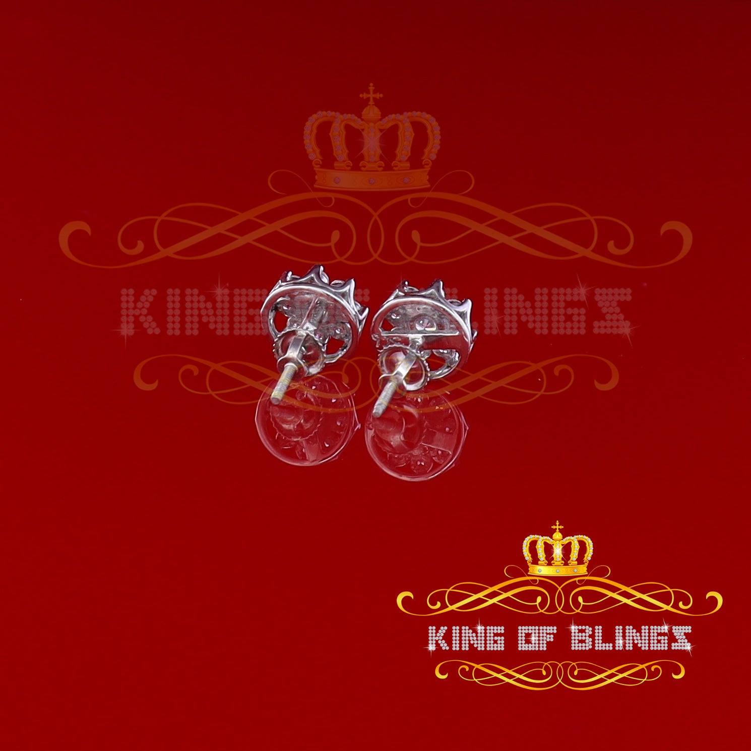King of Blings- 925 White Silver Sterling 1.34ct Cubic Zirconia Hip Hop Floral Women's Earrings KING OF BLINGS