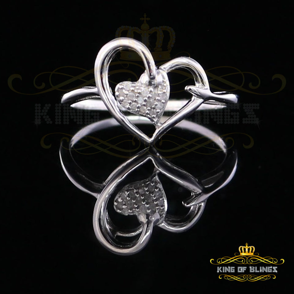 King Of Bling's Real Diamond 0.05 CT 925 Sterling White Silver Heart Fashion Womens Ring Size 7 KING OF BLINGS