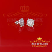 King of Blings- 925 White Sterling Silver 1.07ct Cubic Zirconia Women's Hip Hop Rounds Earrings KING OF BLINGS