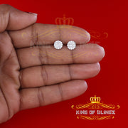 King of Blings- White 0.74ct Sterling Silver 925 Cubic Zirconia Women's Hip Hop Flower Earrings KING OF BLINGS