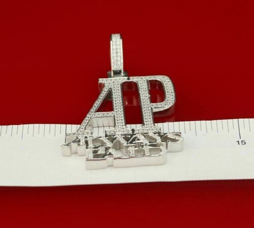 White 925 Sterling Silver "AP" Letter Necklace Pendant 2.61ct Cubic Zirconia Stone KING OF BLINGS