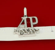 White 925 Sterling Silver "AP" Letter Necklace Pendant 2.61ct Cubic Zirconia Stone KING OF BLINGS