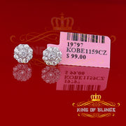 King of Bling's 925 Yellow Sterling Silver 1.18ct Cubic Zirconia Women's Hip Hop Flower Earrings KING OF BLINGS