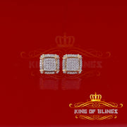 King of Bling's 925 Silver Sterling Yellow 0.72ct Cubic Zirconia Hip Hop Square Women's Earrings KING OF BLINGS