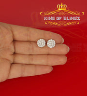 King of Blings- Aretes Para Hombre 925 White Silver 2.96ctCubic Zirconia Round Women's Earrings KING OF BLINGS
