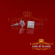 King of Bling's 925 Yellow Starling Silver 0.74ct Cubic Zirconia Square Women's & Men's Earrings KING OF BLINGS