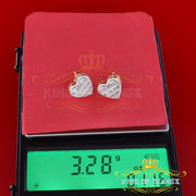 King of Bling's 925 Yellow Sterling Silver 1.48ct Cubic Zirconia Men's & Women's Heart Earrings KING OF BLINGS