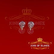 King of Blings- White 925 Silver Cubic 0.14ct Zirconia Women's & Men's Hip Hop Flower Earrings KING OF BLINGS
