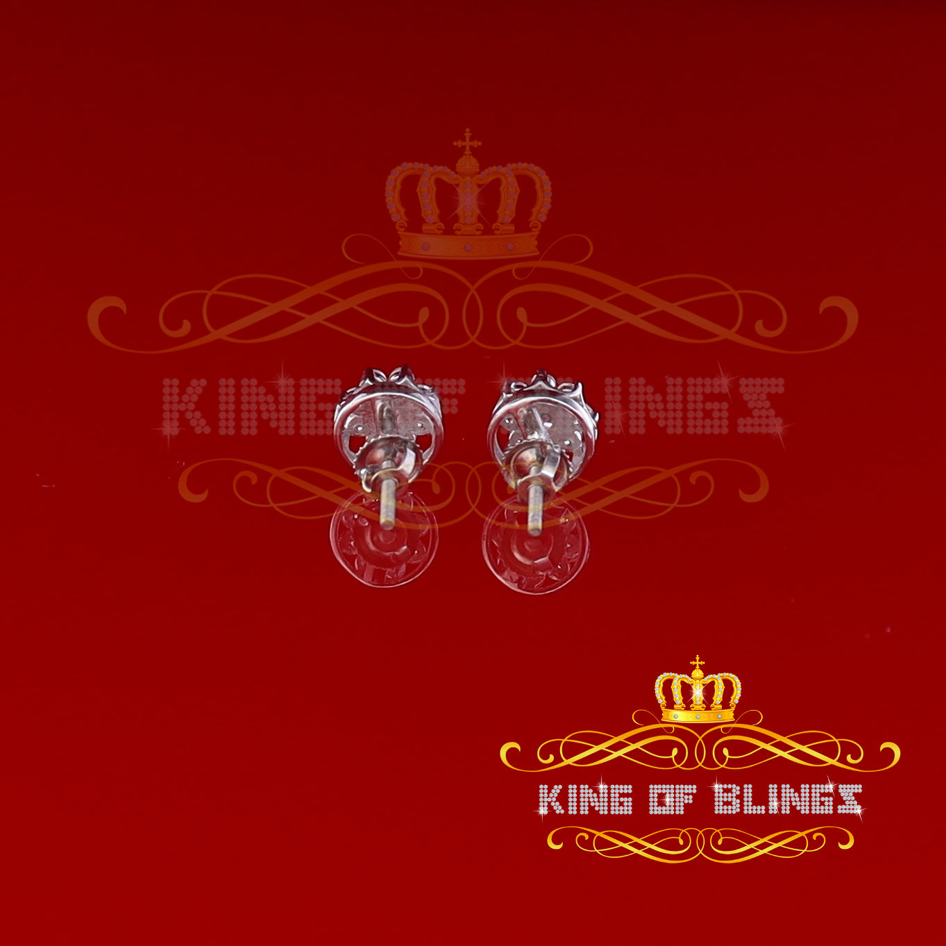 King of Blings- White 925 Silver Cubic 0.14ct Zirconia Women's & Men's Hip Hop Flower Earrings KING OF BLINGS