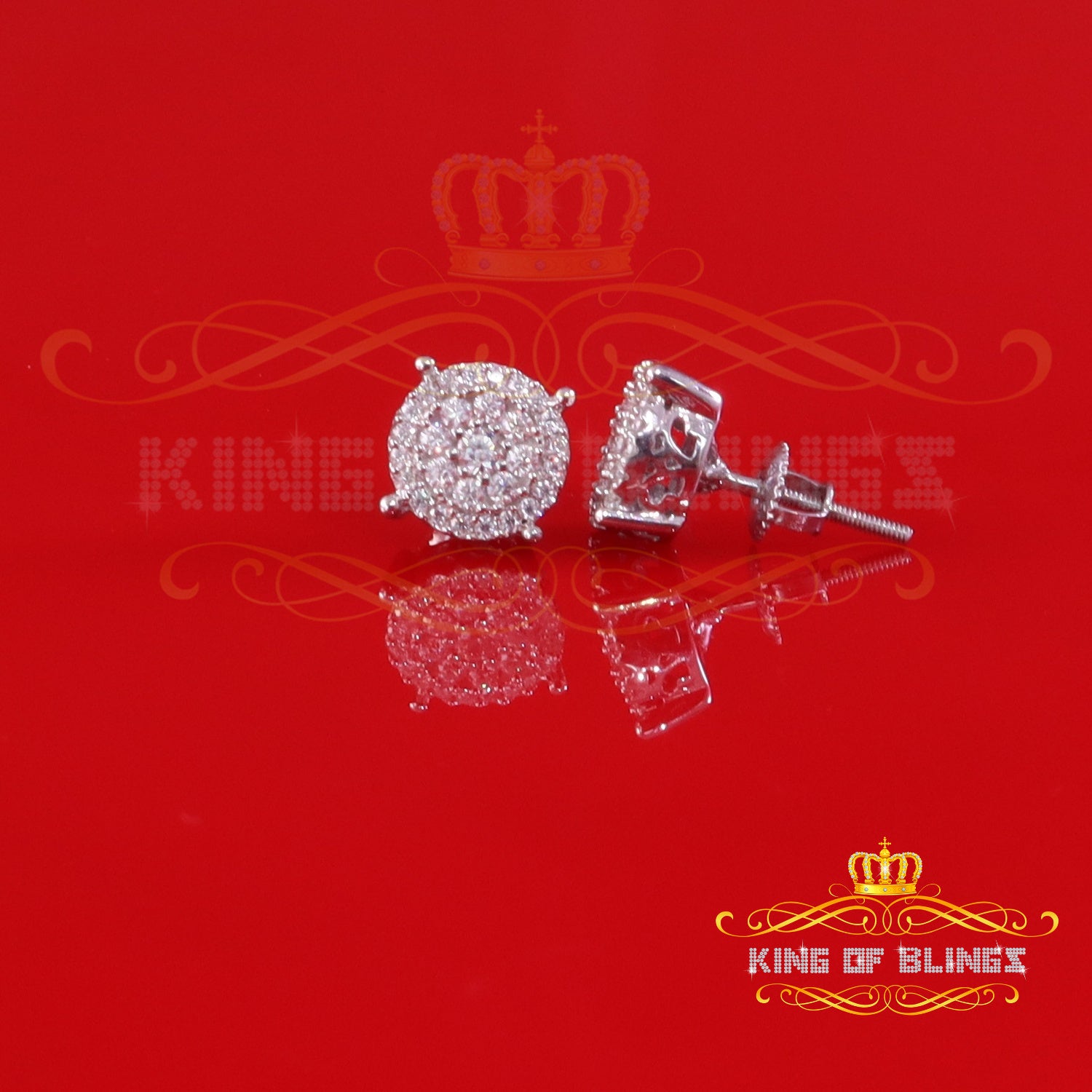 King of Bling's Men's/Womens 925 Silver White 0.50ct VVS 'D' Moissanite Round Earrings KING OF BLINGS