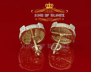 King of Bling's 925 Yellow Sterling Silver 1.46ct Cubic Zirconia Hip Hop Round Ladies Earrings KING OF BLINGS