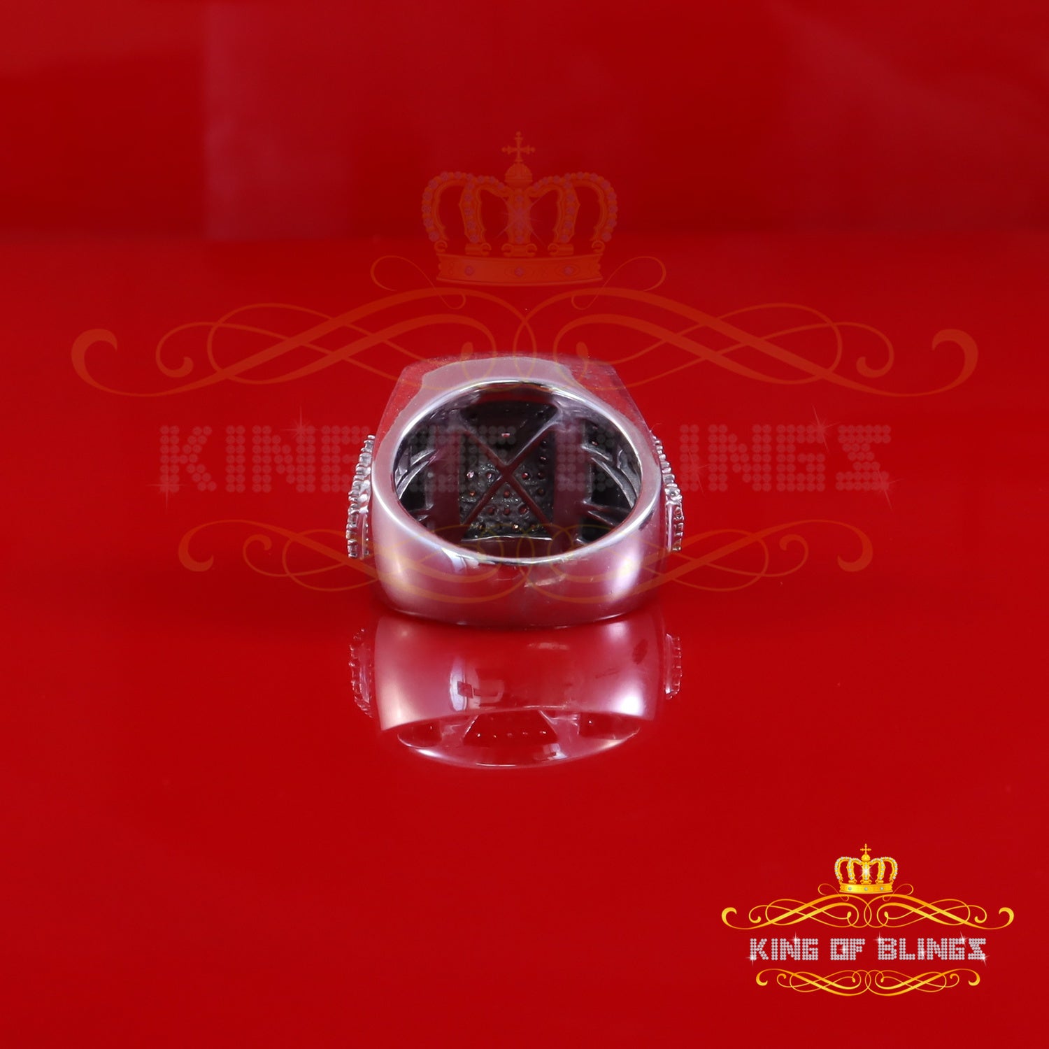 King Of Bling's Real 0.81ct Micro Pave Diamond Big Look 925 White Silver Ring Size 11 for Mens King of Blings