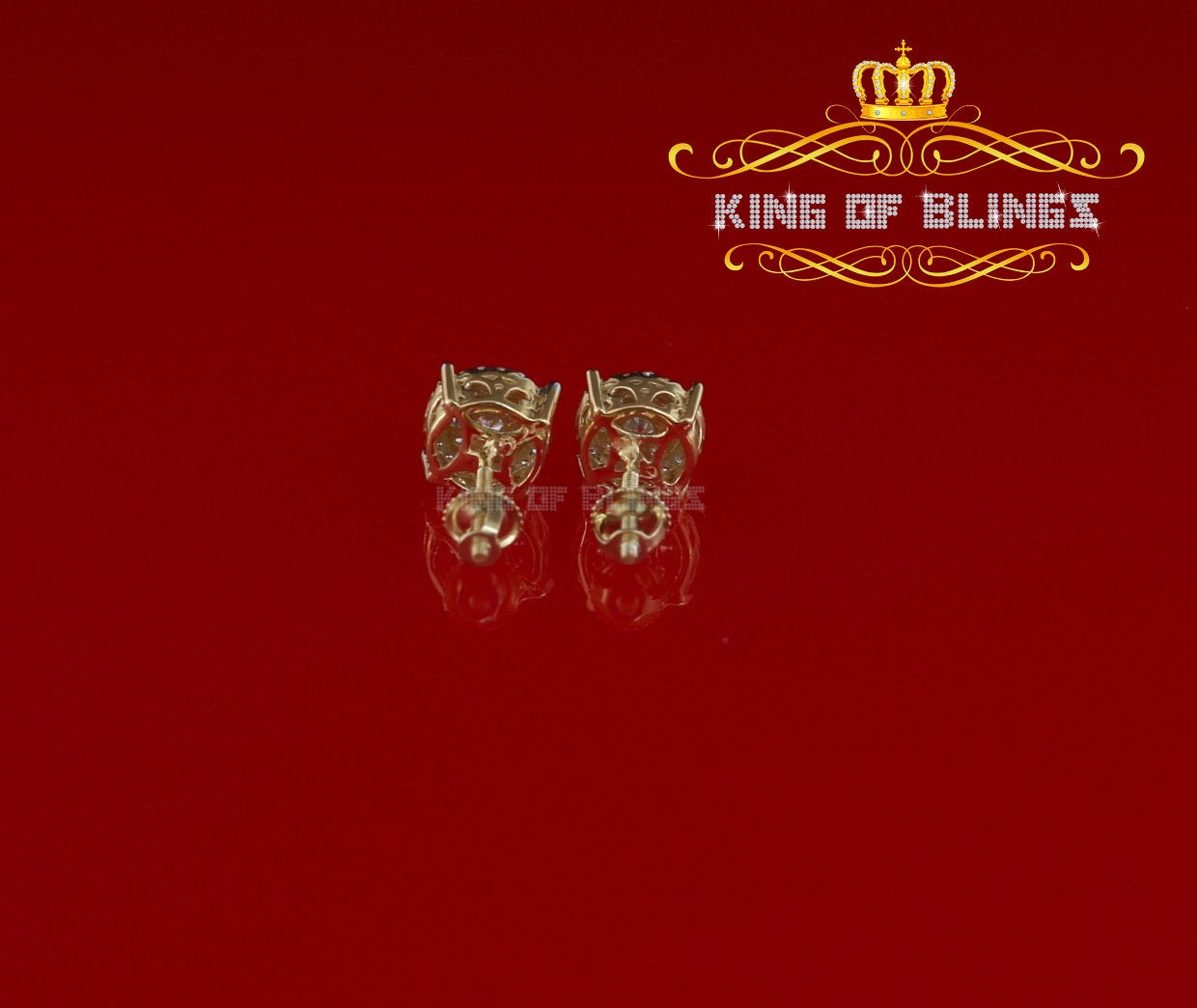 King of Bling's 925 Yellow Sterling Silver 0.86ct Cubic Zirconia Round Women's Hip Hop Earrings KING OF BLINGS