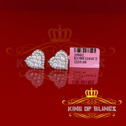 King of Bling's Aretes Para Hombre 925 Yellow Silver 2.68ct Cubic Zirconia Heart Women's Earring KING OF BLINGS