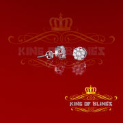King of Blings- White 925 Silver Cubic 0.14ct Zirconia Women's & Men's Hip Hop Flower Earrings KING OF BLINGS