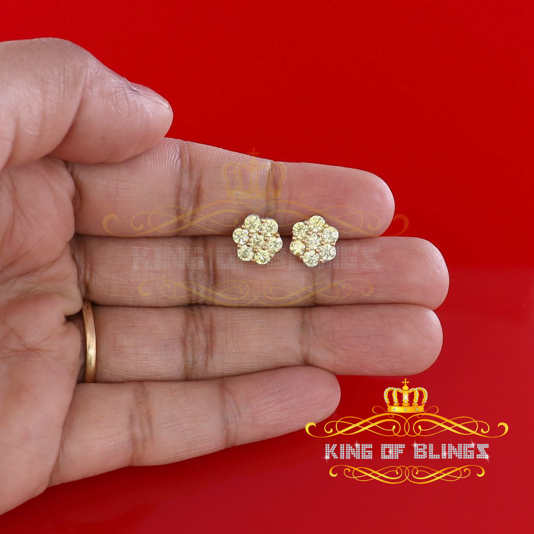 King of Blings- 4.12ct Cubic Zirconia 925 White Sterling Silver Women's Hip Hop Flower Earring KING OF BLINGS