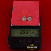 0.05ct Diamond 925 Sterling Silver Yellow Floral Earrings For Men's / Women's KING OF BLINGS