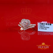 King of Bling's BRIDAL SET WEDDING 1.66ct VVS D Cl Moissanite Women Yellow Silver Heart Ring SZ7 King of Blings