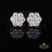 King of Bling's Men's/Womens 925 Silver White 1.00ct VVS 'D' Moissanite Floral Stud Earrings KING OF BLINGS