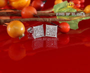 King of Bling's Aretes Para Hombre 925 Yellow Silver 0.96ct Cubic Zirconia Square Women Earring KING OF BLINGS
