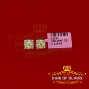 King of Blings- 2.00ct Cubic Zirconia 925 White Silver Women's & Men's Hip Hop Square Earrings KING OF BLINGS