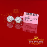 King of Blings- Aretes Para Hombre 925 White Silver Women's 1.22ct Cubic Zirconia Flower Earring KING OF BLINGS