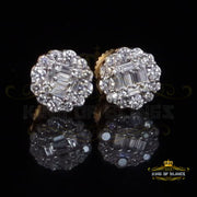 King of Bling's 925 Yellow Sterling Silver 0.74ct Cubic Zirconia Women's Hip Hop Flower Earrings KING OF BLINGS