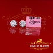 King of Blings- 925 White Silver Sterling 1.34ct Cubic Zirconia Hip Hop Floral Women's Earrings KING OF BLINGS