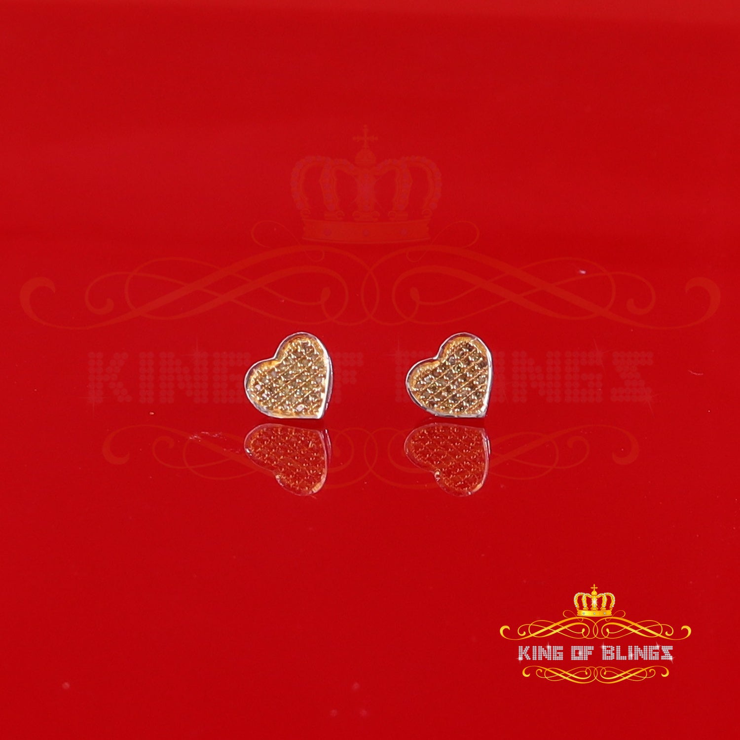 King Of Bling's Aretes Para Hombre Heart 925 White Silver 0.15ct Diamond Women's /Men's Earrings KING OF BLINGS