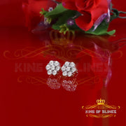 0.05ct Diamond 925 Sterling Silver Yellow Floral Earrings For Men's / Women's KING OF BLINGS