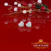 King of Blings- Aretes Para Hombre 925 White Silver 1.64ct Cubic Zirconia Heart Women's Earrings KING OF BLINGS