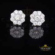King of Blings- White 925 Silver 2.1ct Cubic Zirconia Women's & Men's Hip Hop Floral Earrings KING OF BLINGS