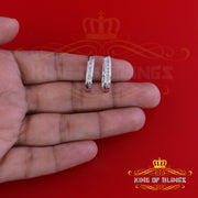 King Of Bling's 0.33ct Diamond 925 Sterling Silver White Hoop Stud Earrings For Men's / Women's KING OF BLINGS