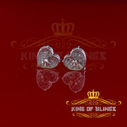 King of Blings- Aretes Para Hombre 925 White Silver 2.68ct Cubic Zirconia Heart Women's Earring KING OF BLINGS