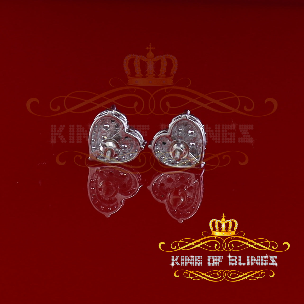 King of Blings- Aretes Para Hombre 925 White Silver 2.68ct Cubic Zirconia Heart Women's Earring KING OF BLINGS