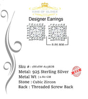 King of Blings- 1.18ct Cubic Zirconia 925 White Silver Women's & Men's Hip Hop Square Earrings KING OF BLINGS
