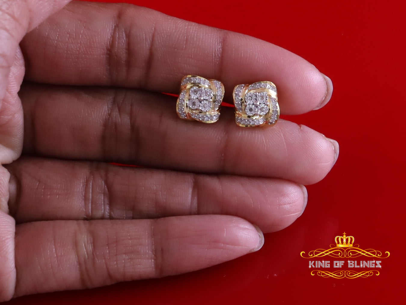 King of Blings-0.25ct Diamond 925 Sterling Silver Yellow for Men's & Women Stud SWRILL Earrings King of Blings