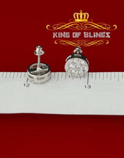 King of Blings- 3.02ct Cubic Zirconia 925 White Sterling Silver Hip Hop Round Earring for Ladies KING OF BLINGS