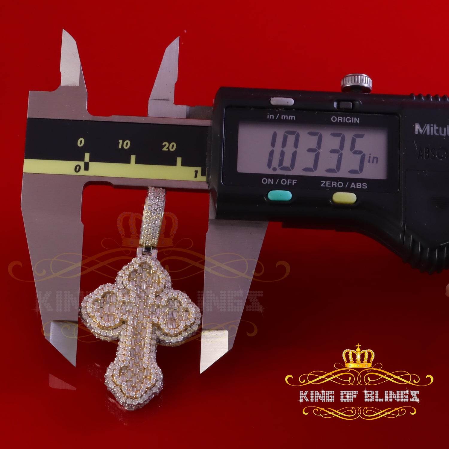 King Of Bling's New Yellow Buttony Cross 925 Silver 4.50ct VVS D Moissanite Pendant Men's/Womens KING OF BLINGS
