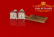 King of Blings- Hip Hop 925 White Silver 1.68ct Cubic Zirconia Women's / Men's Square Earrings KING OF BLINGS