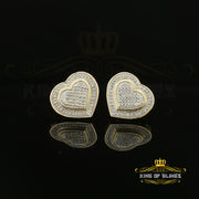 King of Blings-Aretes Para Hombre Heart 925 Yellow Silver 0.33ct Diamond Women's Style Earrings KING OF BLINGS