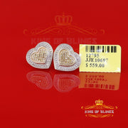 King of Blings-Aretes Para Hombre Heart 925 Yellow Silver 0.30ct Diamond Women's /Men's Earring KING OF BLINGS
