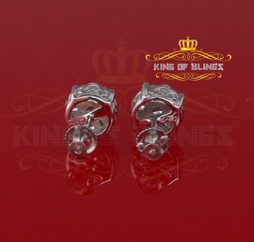 King of Blings- White 925 Sterling Silver 1.96ct Cubic Zirconia for Ladies Hip Hop Round Earring KING OF BLINGS